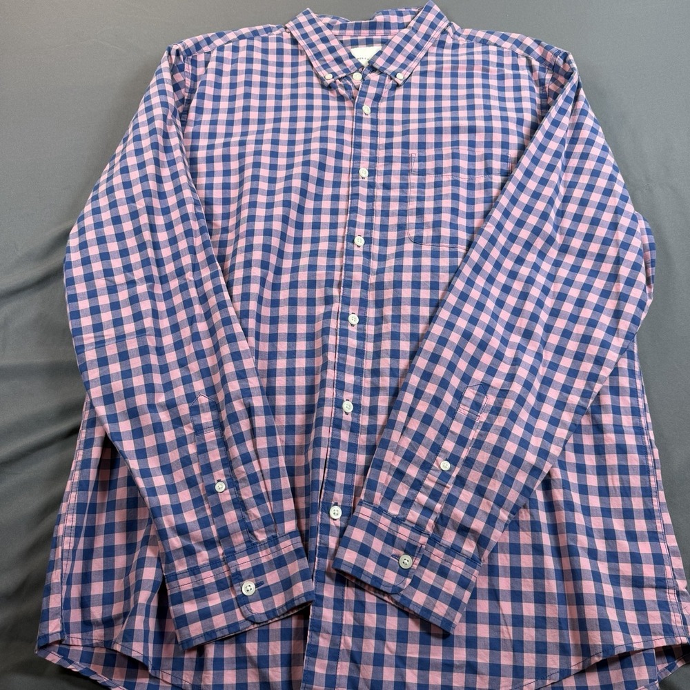 American Eagle Men's Super‎ Soft Plaid Button Up Shirt Pink Blue Size XL